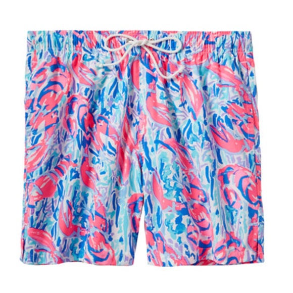 NWT Lilly Pulitzer Mens Capri Cosmic Coral Cracked Up Swim Trunks Pick Size